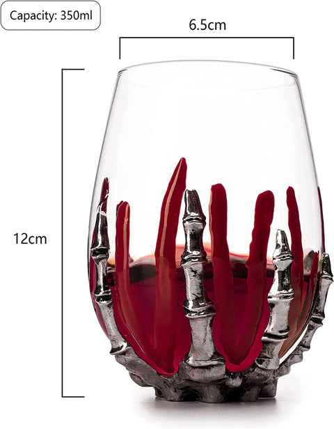 Skeleton Bloody Hand Wine Skull Glass - SINGLE 12oz