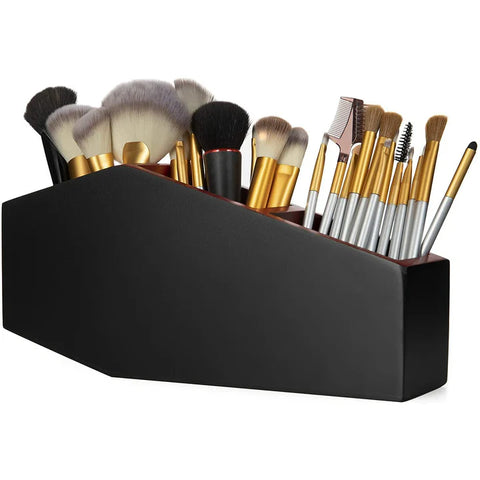 Coffin XL Makeup Brush Holder Extra Large Coffin Shelf - Goth Desk Organizer