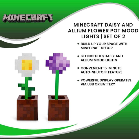 Minecraft Flower Pot Lights – Daisy & Allium LED Mood Lights for Gaming Room Decor