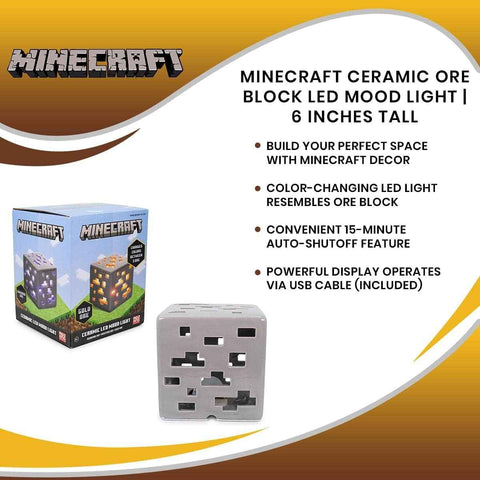Minecraft Ore Block Lamp – Ceramic Color Changing Light | USB Powered Desk Lamp