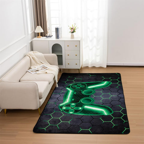 NTBED Game Console Area Rug for Bedroom Sofa Playroom Gaming Geometric Bedside Rugs Gamer Decorative Floor Mat Carpet (3x5 Feet, Blue)