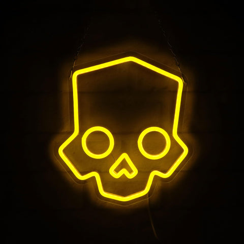 Skull Neon Sign – Yellow LED Neon Lights for Game Room Decor & Man Cave Lighting