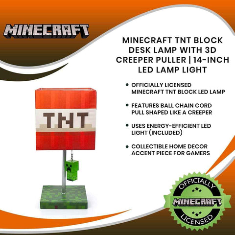Minecraft TNT Desk Lamp – 14-Inch LED Block with 3D Creeper Puller Light