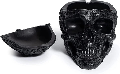 Spooky Human Skull Ashtray with Cover