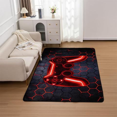 NTBED Game Console Area Rug for Bedroom Sofa Playroom Gaming Geometric Bedside Rugs Gamer Decorative Floor Mat Carpet (3x5 Feet, Blue)