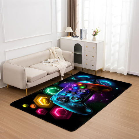 NTBED Game Console Area Rug for Bedroom Sofa Playroom Gaming Geometric Bedside Rugs Gamer Decorative Floor Mat Carpet (3x5 Feet, Blue)