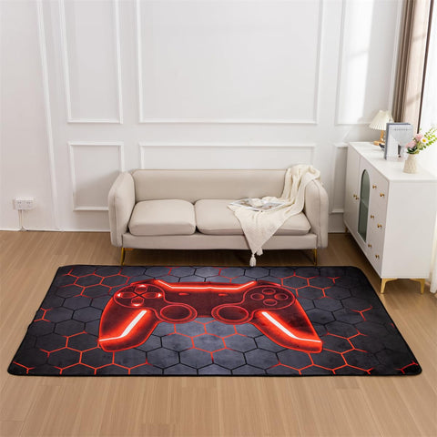 NTBED Game Console Area Rug for Bedroom Sofa Playroom Gaming Geometric Bedside Rugs Gamer Decorative Floor Mat Carpet (3x5 Feet, Blue)