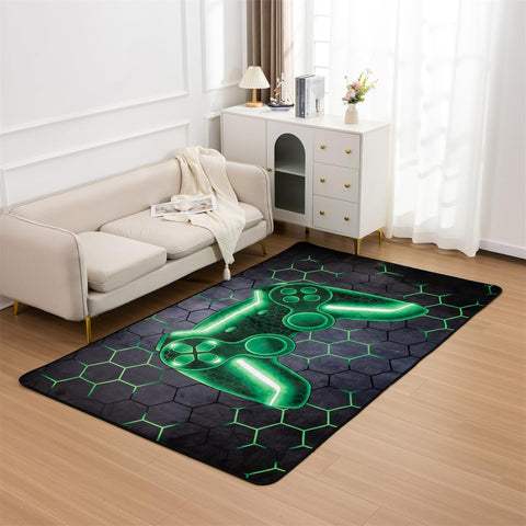 NTBED Game Console Area Rug for Bedroom Sofa Playroom Gaming Geometric Bedside Rugs Gamer Decorative Floor Mat Carpet (3x5 Feet, Blue)