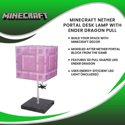 Minecraft Nether Portal Lamp – Ender Dragon Pull Desk Lamp with LED Mood Light