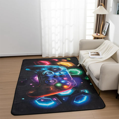 NTBED Game Console Area Rug for Bedroom Sofa Playroom Gaming Geometric Bedside Rugs Gamer Decorative Floor Mat Carpet (3x5 Feet, Blue)