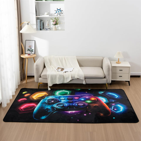NTBED Game Console Area Rug for Bedroom Sofa Playroom Gaming Geometric Bedside Rugs Gamer Decorative Floor Mat Carpet (3x5 Feet, Blue)