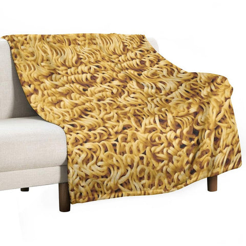 Seamless Ramen Noodle Pattern Throw Blanket