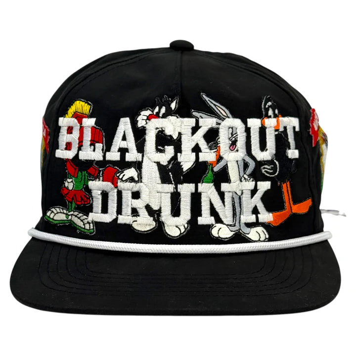 Blackout Drunk Looney Black Rope Hat Custom Embroidered – Shut Up and ...