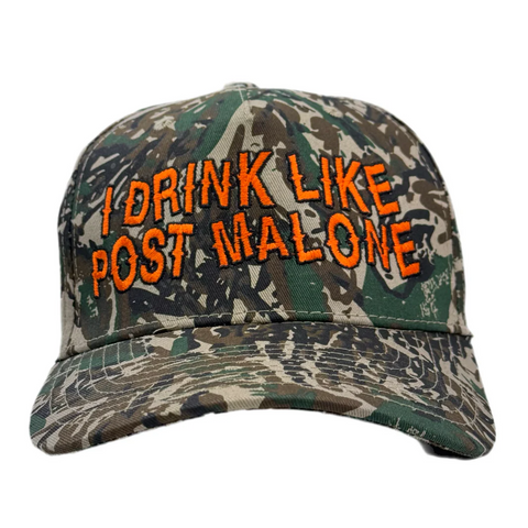 I Drink Like Post Malone Camo Custom Embroidered Snapback