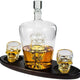 Skull King Skeleton Wine & Whiskey Globe Decanter Set