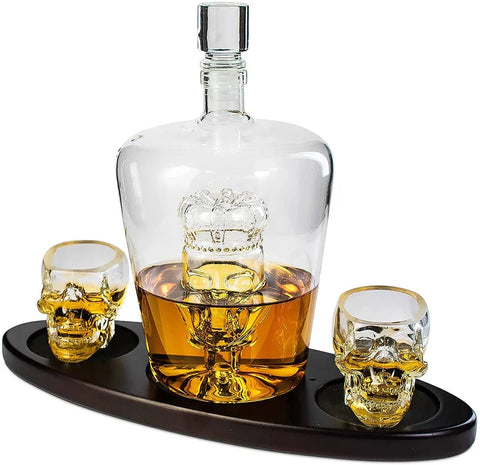 Skull King Skeleton Wine & Whiskey Globe Decanter Set