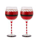 Santa's Elf Stemmed Wine & Water Glasses - Set of 2 - Shining Red & Black, 9" H - Christmas & Holiday Parties Glassware - Xmas Tree - Set of 2, 17.5oz