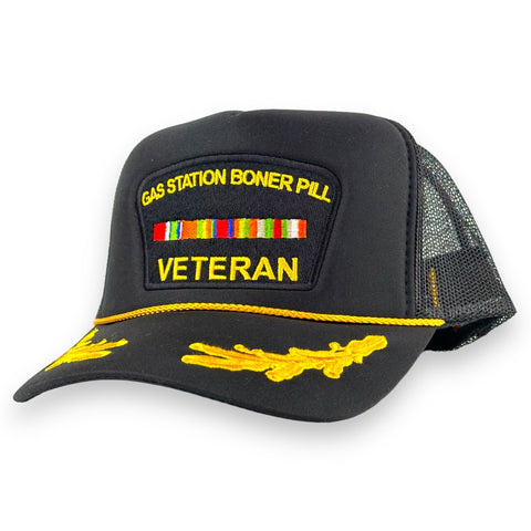 Gas Station Boner Pill Veteran Trucker Hat Custom Embroidered￼