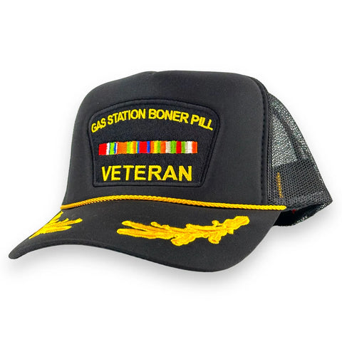 Gas Station Boner Pill Veteran Trucker Hat Custom Embroidered