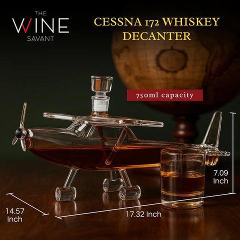 Airplane Whiskey Decanter, Cessna 172 Plane 25oz