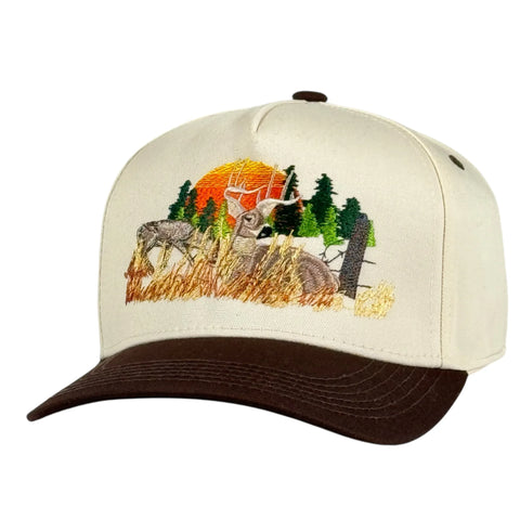 Doe & Buck Whitetail Deer Embroidered Hat Outdoorsman Cap