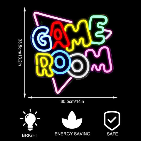 Game Room Neon Sign - Colorful LED Neon Lights USB, Gaming Wall Decor 13.2x14"