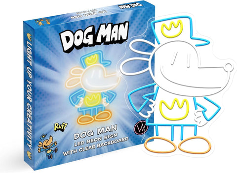 Dog Man LED Neon Sign – Vibrant Kids Bedroom Wall Decor | USB Powered Neon Light