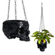 Skeleton Hanging Skull Plant Planter Pot Black