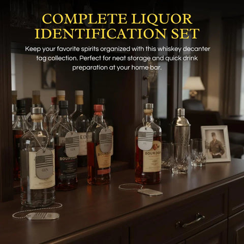 American Flag Decanter Tags, Liquor Bottle Set of 8