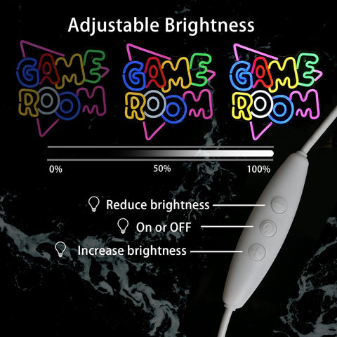 Game Room Neon Sign - Colorful LED Neon Lights USB, Gaming Wall Decor 13.2x14"