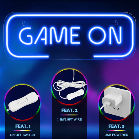 Gaming Neon Sign - LED Neon Light for Game Room Decoration | Teen Gamer Gift