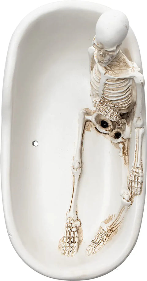 Skull In Bathtub Halloween Candy Bowl, Plant Planter Pot 5"