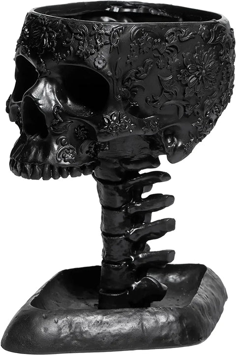 Skull with Backbone Plant Planter Pot 6"