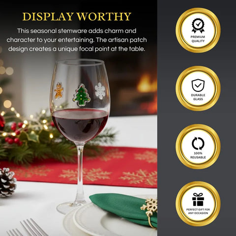 Stemmed Christmas Icon Glass Cups - 14 oz