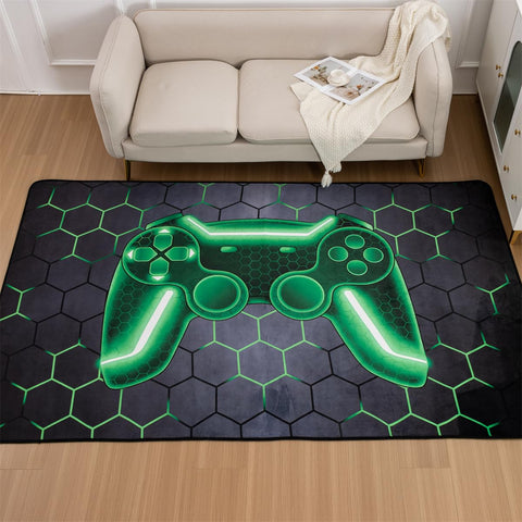 NTBED Game Console Area Rug for Bedroom Sofa Playroom Gaming Geometric Bedside Rugs Gamer Decorative Floor Mat Carpet (3x5 Feet, Blue)