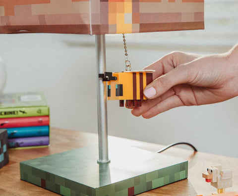 Minecraft Bee Lamp - Yellow Bee Nest Mood Light with 3D Puller | Kids Desk Lamp
