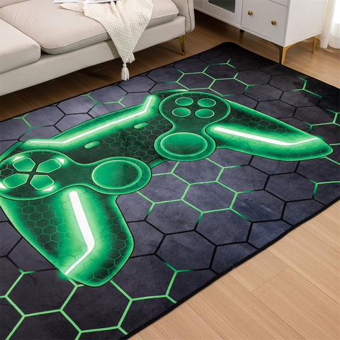NTBED Game Console Area Rug for Bedroom Sofa Playroom Gaming Geometric Bedside Rugs Gamer Decorative Floor Mat Carpet (3x5 Feet, Blue)