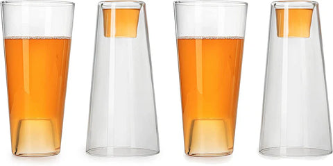 Shot in the Pint Glass, Take A Shot Funny Beer Glass/Mug 4-Set 7"H