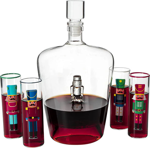 Nutcracker Decanter & Glasses, Set of 5