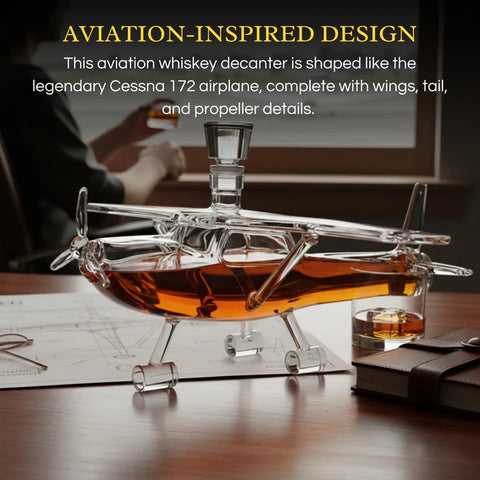 Airplane Whiskey Decanter, Cessna 172 Plane 25oz