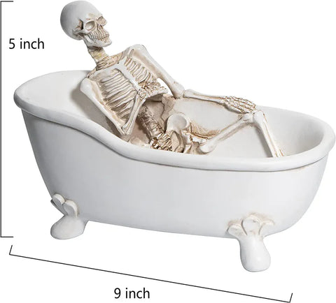 Skull In Bathtub Halloween Candy Bowl, Plant Planter Pot 5"