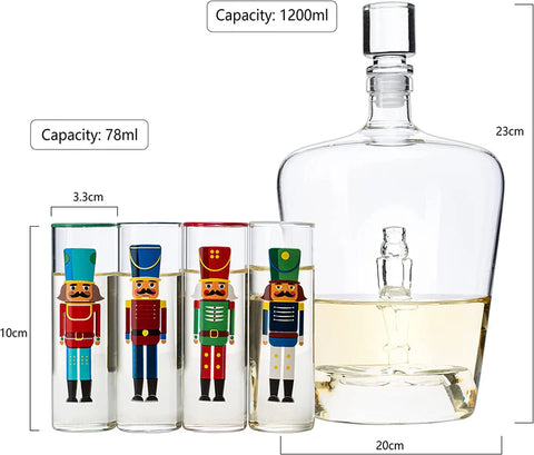 Nutcracker Decanter & Glasses, Set of 5