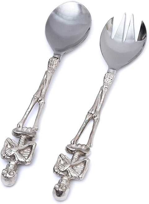 Skeleton Hands Salad Server Tongs, Fork & Spoon Set