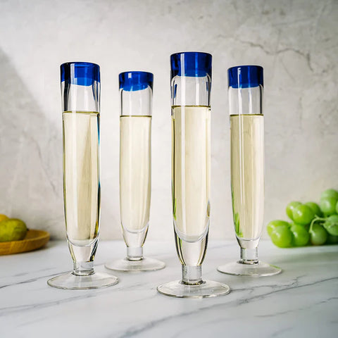 Tall Recycled Champagne Flutes - Set of 4