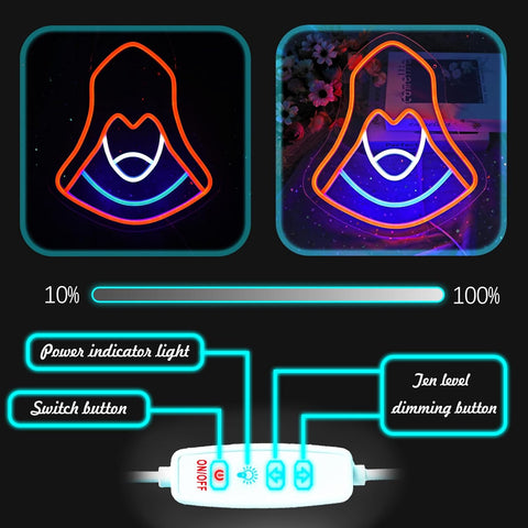 Assassin Neon Sign - Dimmable USB Powered Neon Wall Decor for Game Room & Bedroom
