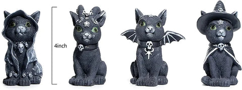 Cats Garden Gnome Witch Adorable Decorations - Set of 4