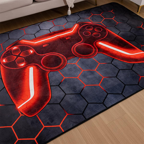 NTBED Game Console Area Rug for Bedroom Sofa Playroom Gaming Geometric Bedside Rugs Gamer Decorative Floor Mat Carpet (3x5 Feet, Blue)