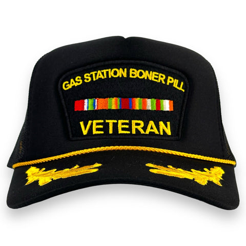 Gas Station Boner Pill Veteran Trucker Hat Custom Embroidered￼