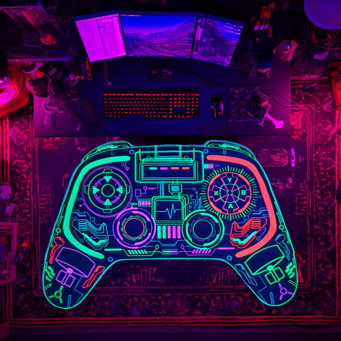 Gaming Rug Boys – Blacklight Glow In Dark Carpet | Non Slip Play Rug 60x39