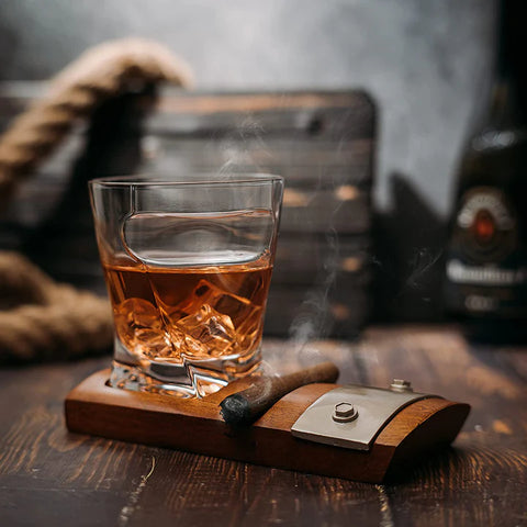 Cigar Glass & Coaster & with A Whiskey Cigar Glasses